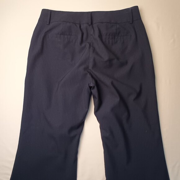 Banana Republic The Martin Fit Pants Stretch Wool Blend Mid Rise Flare Leg Navy - Picture 3 of 9